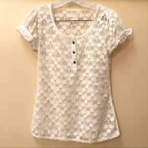 Anthropology Nick & Mo White Puffed Sleeve Top